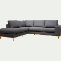 Canapé d'angle gauche fixe en tissu Cosmo - gris anthracite