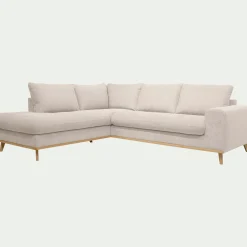 Canapé d'angle gauche fixe en tissu Storm - beige roucas