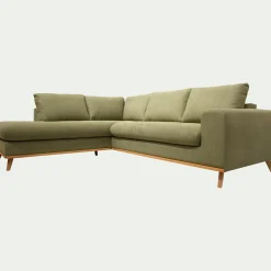 Canapé d'angle gauche fixe en tissu Cosmo - vert kaki