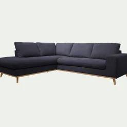 Canapé d'angle gauche fixe en tissu Crown - bleu calabrun