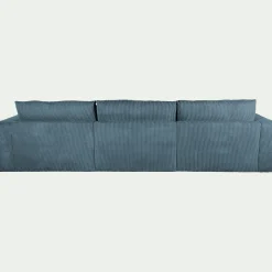 Canapé d'angle gauche fixe en velours côtelé - bleu