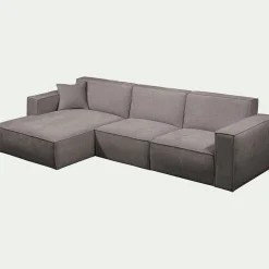 Canapé d'angle gauche fixe en tissu genesis - gris borie