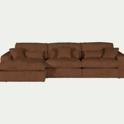 Canapé d'angle gauche fixe en tissu côtelé bita - brun rustrel