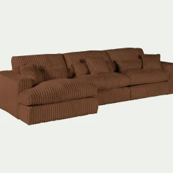 Canapé d'angle gauche fixe en tissu côtelé bita - brun rustrel