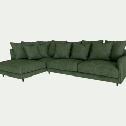 Canapé d'angle gauche fixe en tissu monclar - vert cèdre