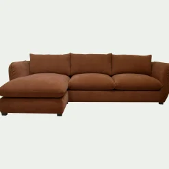 Canapé d'angle gauche fixe en tissu Nature - brun rustrel
