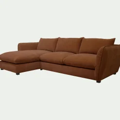 Canapé d'angle gauche fixe en tissu Nature - brun rustrel
