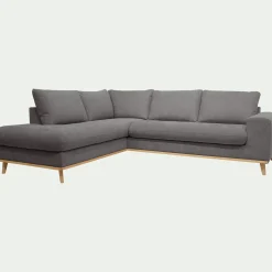 Canapé d'angle gauche fixe en tissu Storm - gris moyen
