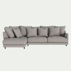 Canapé d'angle gauche fixe en tissu joint - gris borie