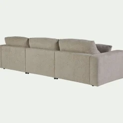 Canapé d'angle gauche fixe en tissu chenille Benjo - beige roucas