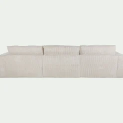 Canapé d'angle gauche fixe en velours côtelé - beige roucas