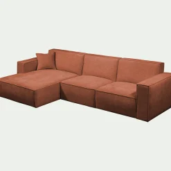 Canapé d'angle gauche fixe en tissu genesis - brun rustrel