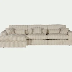 Canapé d'angle gauche fixe en tissu côtelé bita - blanc ventoux