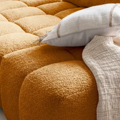 Canapé d'angle modulable avec pouf en tissu campo - jaune argan