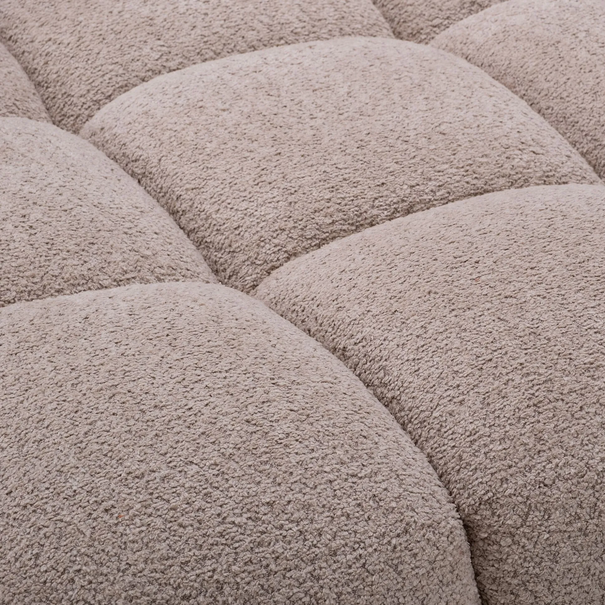 Canapé d'angle modulable avec chauffeuse et pouf en tissu campo- beige