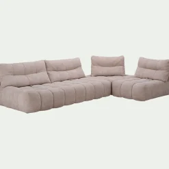 Canapé d'angle modulable avec chauffeuse en tissu campo- beige