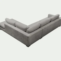 Canapé d'angle méridienne droite fixe en tissu Genesis - gris
