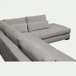 Canapé d'angle méridienne droite fixe en tissu Genesis - gris