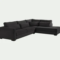 Canapé d'angle méridienne droite fixe en tissu Bloq - gris anthracite
