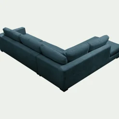 Canapé d'angle méridienne gauche fixe en tissu Genesis - bleu