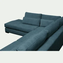 Canapé d'angle méridienne gauche fixe en tissu Genesis - bleu
