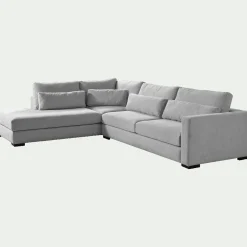 Canapé d'angle méridienne gauche fixe en tissu Bloq - gris