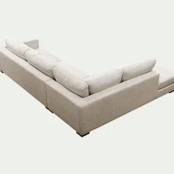 Canapé d'angle méridienne gauche fixe en velours côtelé Azores - beige