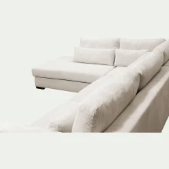 Canapé d'angle méridienne gauche fixe en velours côtelé Azores - beige