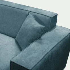 Canapé d'angle panoramique fixe en tissu tramé - bleu