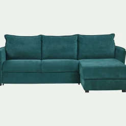 Canapé d'angle réversible convertible en tissu avec matelas densité 35kg/m3 - bleu