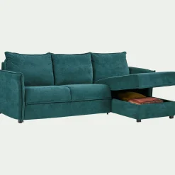 Canapé d'angle réversible convertible en tissu avec matelas densité 35kg/m3 - bleu