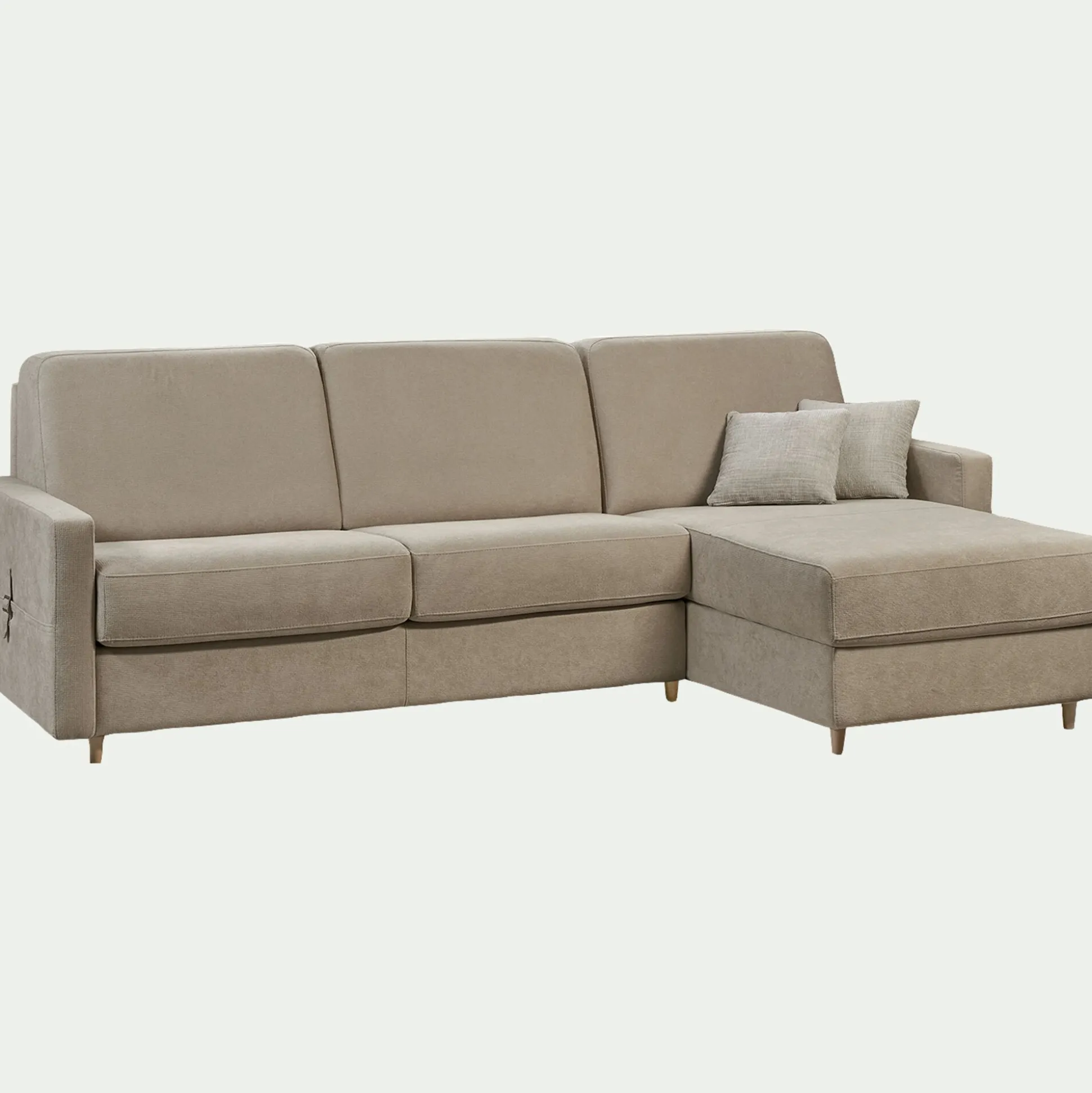 Canapé d'angle réversible convertible en tissu Sogno matelas densité 35kg/m3 - beige roucas