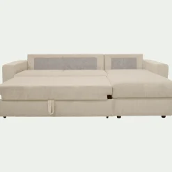 Canapé d'angle réversible convertible en velours côtelé - blanc ventoux