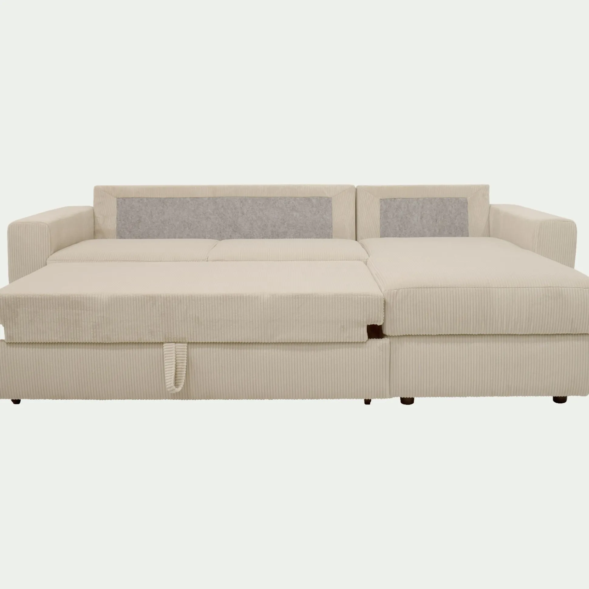 Canapé d'angle réversible convertible en velours côtelé - blanc ventoux
