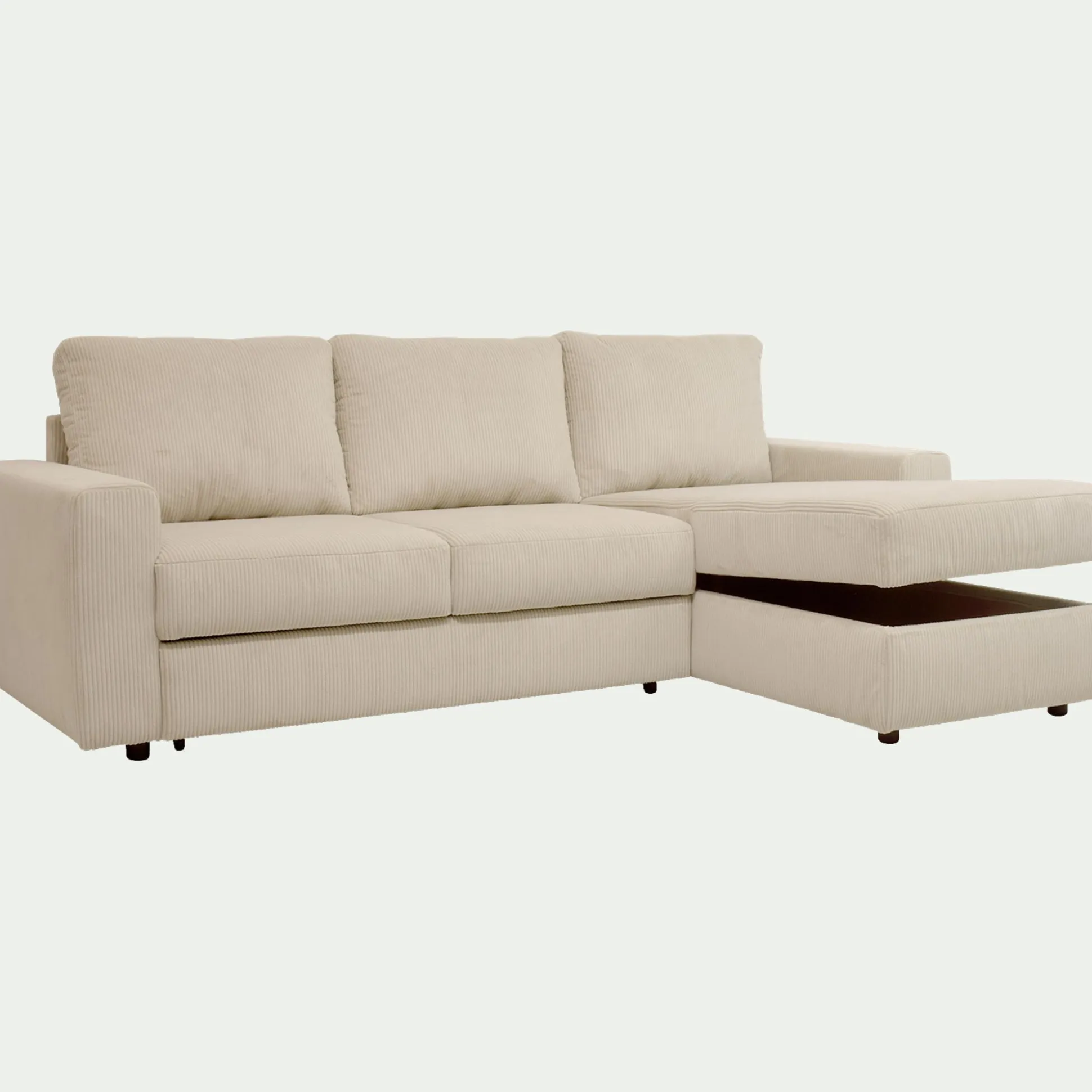 Canapé d'angle réversible convertible en velours côtelé - blanc ventoux