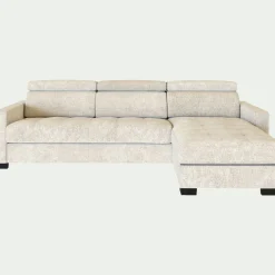 Canapé d'angle réversible convertible en tissu genesis avec accoudoirs 15cm - blanc ventoux