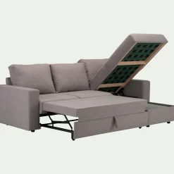 Canapé d'angle réversible convertible en tissu - gris borie