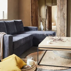 Canapé d'angle réversible convertible en tissu tramé - bleu calabrun