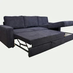 Canapé d'angle réversible convertible en tissu tramé - bleu calabrun