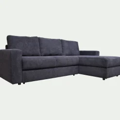 Canapé d'angle réversible convertible en tissu tramé - bleu calabrun