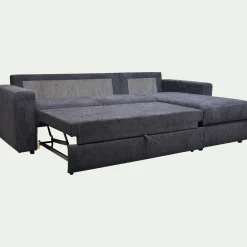 Canapé d'angle réversible convertible en tissu tramé - bleu calabrun