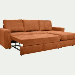 Canapé d'angle réversible convertible en tissu tramé - brun rustrel