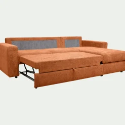 Canapé d'angle réversible convertible en tissu tramé - brun rustrel