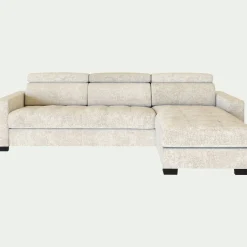 Canapé d'angle réversible convertible en tissu genesis avec accoudoirs 20cm - blanc ventoux