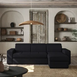 Canapé d'angle réversible convertible en tissu - gris ardoise