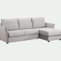 Canapé d'angle réversible convertible en tissu Stella avec matelas densité 25kg/m3 - gris borie