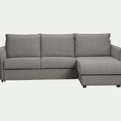 Canapé d'angle réversible convertible en tissu Stella avec matelas densité 25kg/m3 - gris anthracite