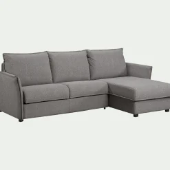 Canapé d'angle réversible convertible en tissu Stella avec matelas densité 25kg/m3 - gris anthracite