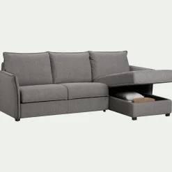 Canapé d'angle réversible convertible en tissu Stella avec matelas densité 25kg/m3 - gris anthracite