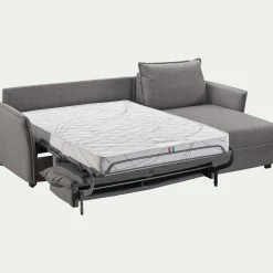 Canapé d'angle réversible convertible en tissu Stella avec matelas densité 25kg/m3 - gris anthracite